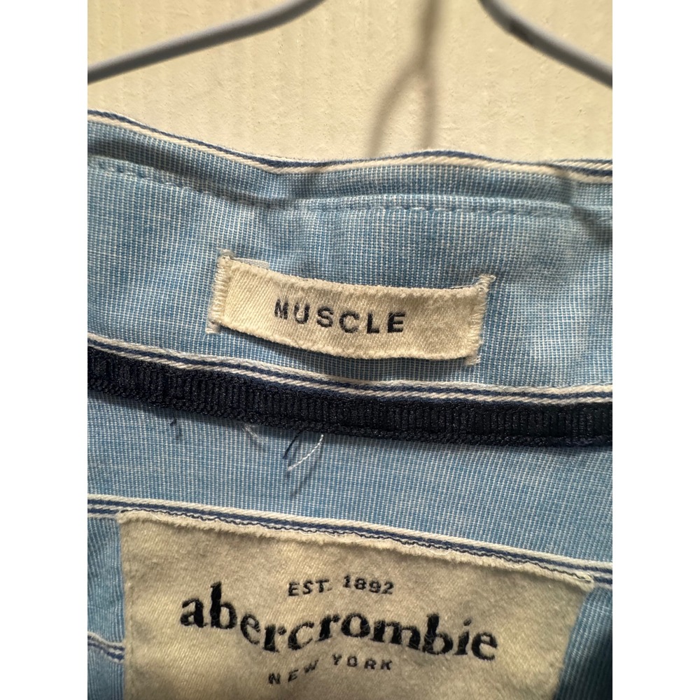 Abercrombie Kids Button Down Shirt Youth XL Blue Striped Long Sleeve - Picture 4 of 5